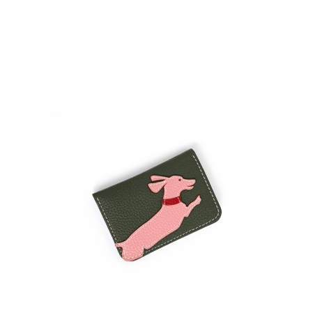 'En L'Air Carte Téckel'  Nappa Leather Card Holder Taiga