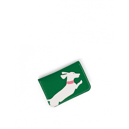 'En L'Air Carte Téckel'  Nappa Leather Card Holder Green