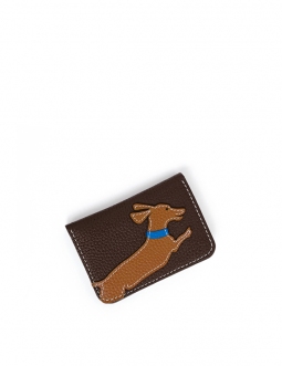 'En L'Air Carte Téckel'  Nappa Leather Card Holder Chocolate
