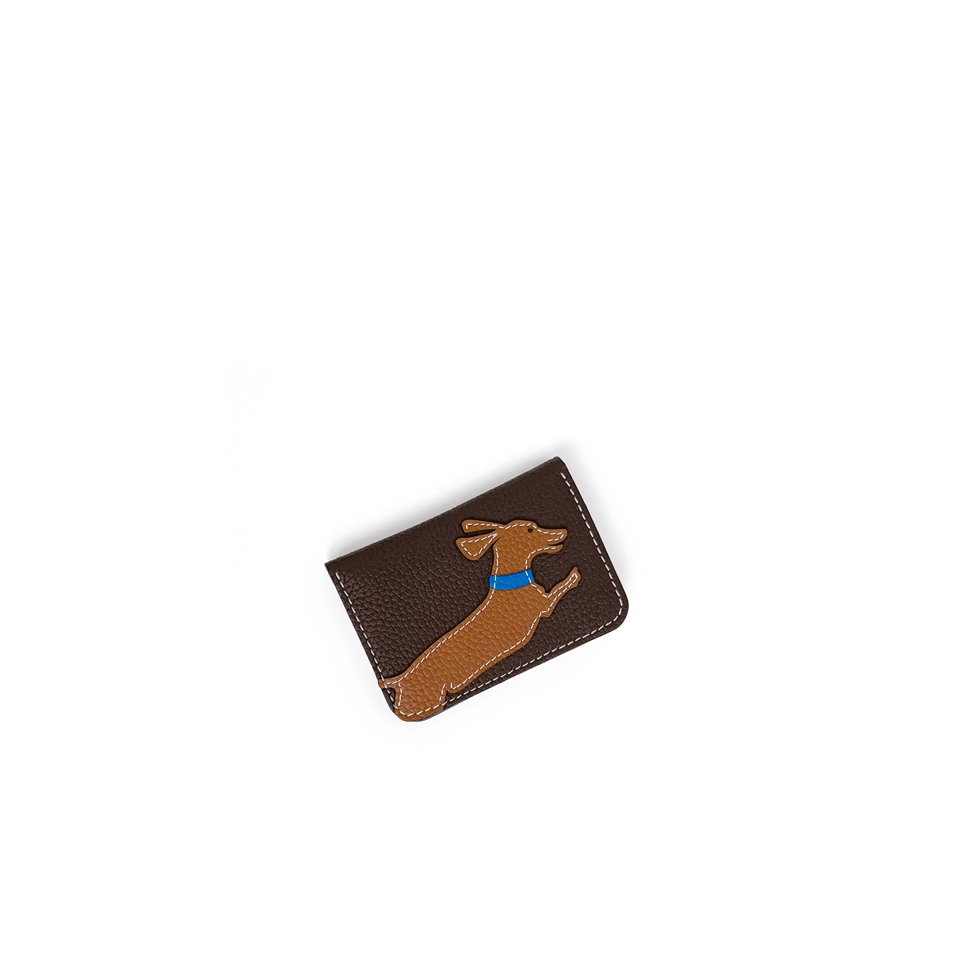 'En L'Air Carte Téckel' Porte Carte Cuir Nappa Chocolat