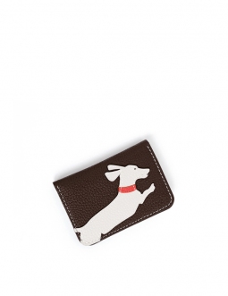 'En L'Air Carte Téckel' Porte Carte Cuir Nappa Chocolat