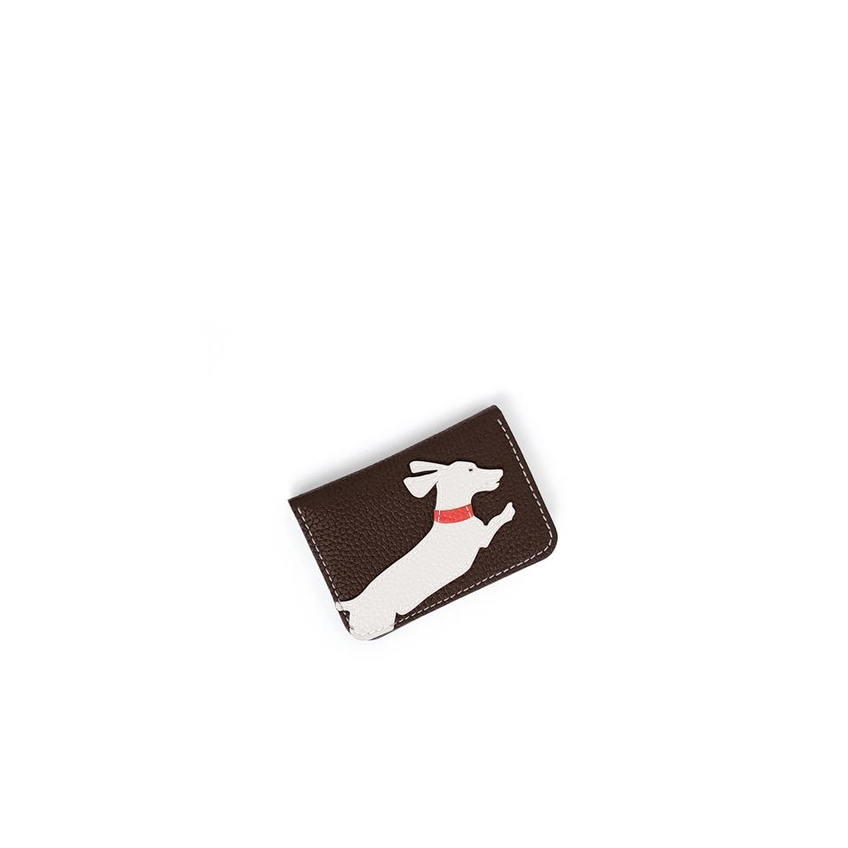 'En L'Air Carte Téckel'  Nappa Leather Card Holder Chocolate