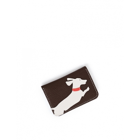 'En L'Air Carte Téckel'  Nappa Leather Card Holder Chocolate