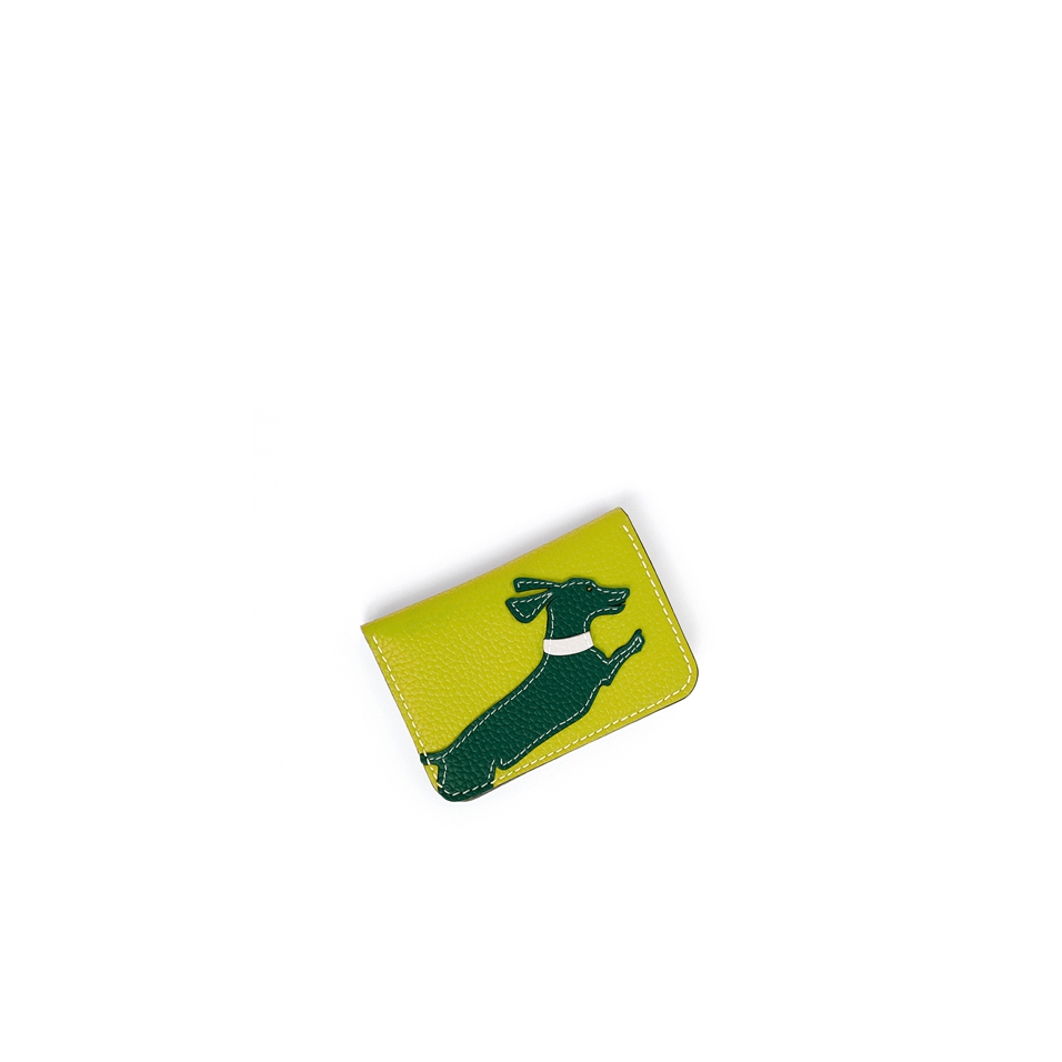 'En L'Air Carte Téckel'  Nappa Leather Card Holder Paille