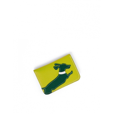 'En L'Air Carte Téckel'  Nappa Leather Card Holder Paille
