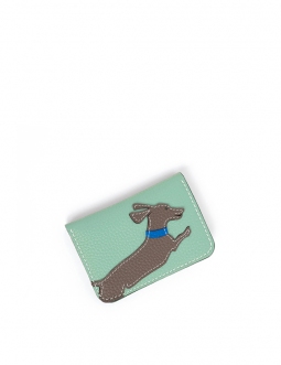 'En L'Air Carte Téckel'  Nappa Leather Card Holder Opaline