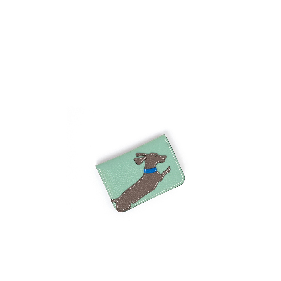 'En L'Air Carte Téckel'  Nappa Leather Card Holder Opaline