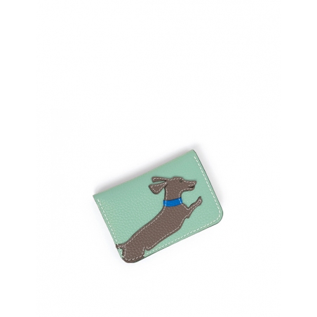 'En L'Air Carte Téckel'  Nappa Leather Card Holder Opaline