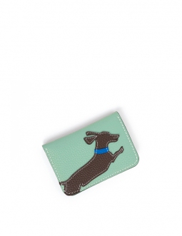 'En L'Air Carte Téckel' Porte Carte Cuir Nappa Opaline