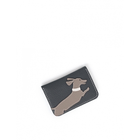 'En L'Air Carte Téckel'  Nappa Leather Card Holder Ardoise