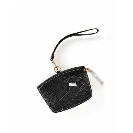 'En L'Air Monnaie Téckel'  Nappa Leather Wallet Black
