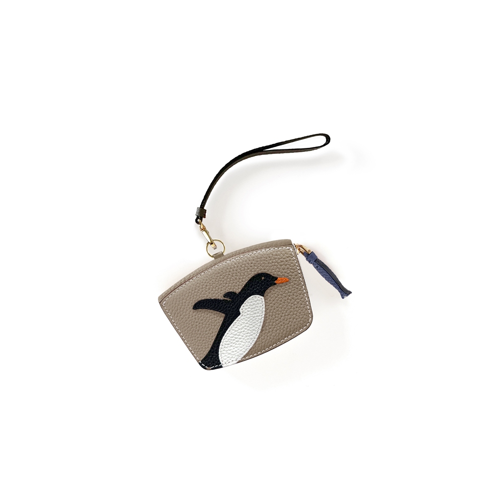 'En L'Air Monnaie Pingouin' Porte Monnaie Cuir Nappa Tourterelle
