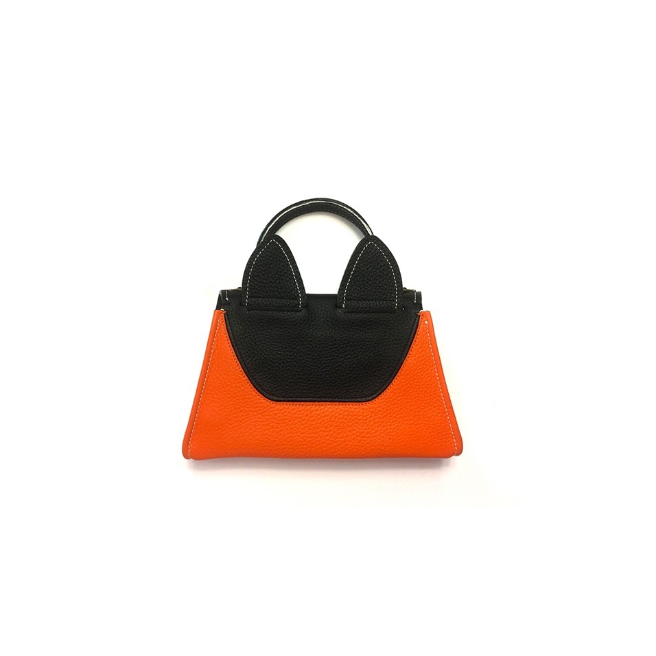'Chantilly Le chat' Sac à main Cuir Nappa orange & Or
