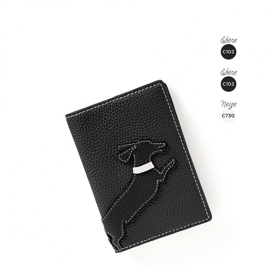 'En L'Air Voyage Téckel' Nappa Leather passport Holder Black