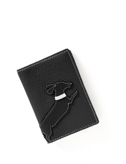 'En L'Air Voyage Téckel' Nappa Leather passport Holder Black