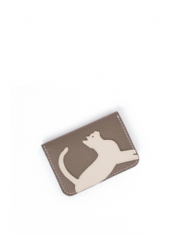 'En L'Air Carte Le Chat' Porte Carte Cuir Nappa Tourterelle
