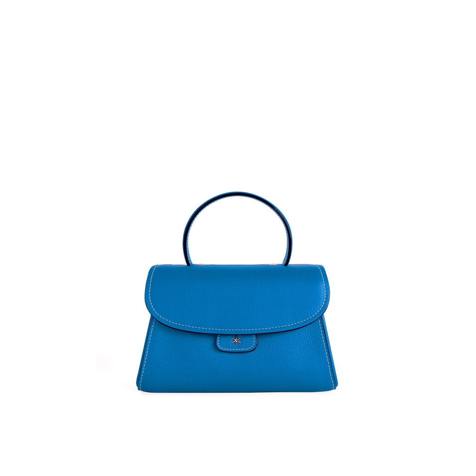 'Chantilly Bis' Sac à main Cuir Nappa Cyan & Or
