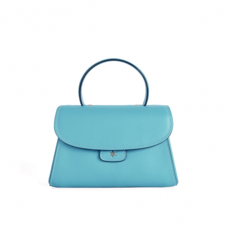 'Chantilly Bis' Sac à main Cuir Nappa Azur & Or