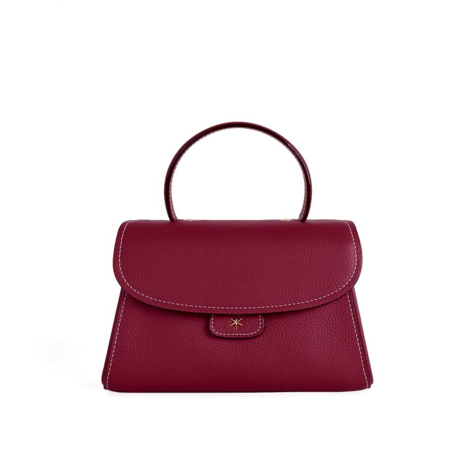 'Chantilly Bis' Sac à main Cuir Nappa Bordeaux & Or