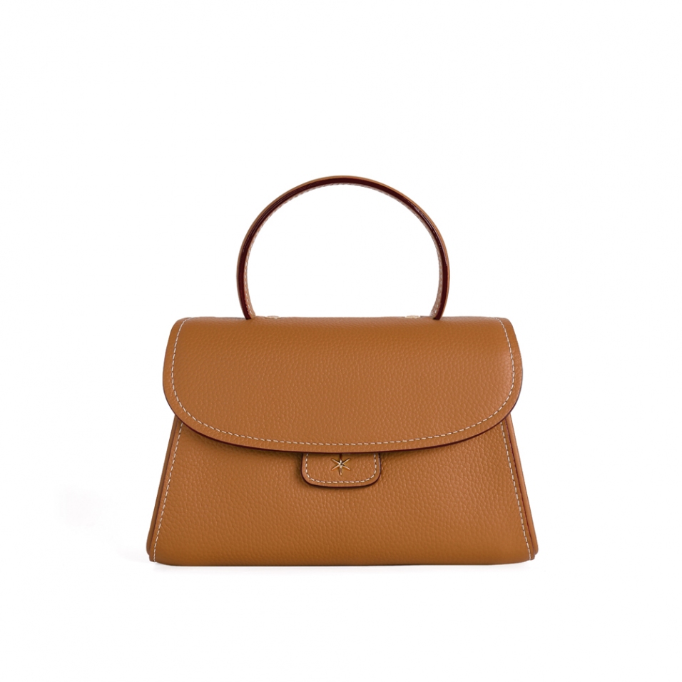 'Chantilly Bis' Sac à main Cuir Nappa Cognac & Or