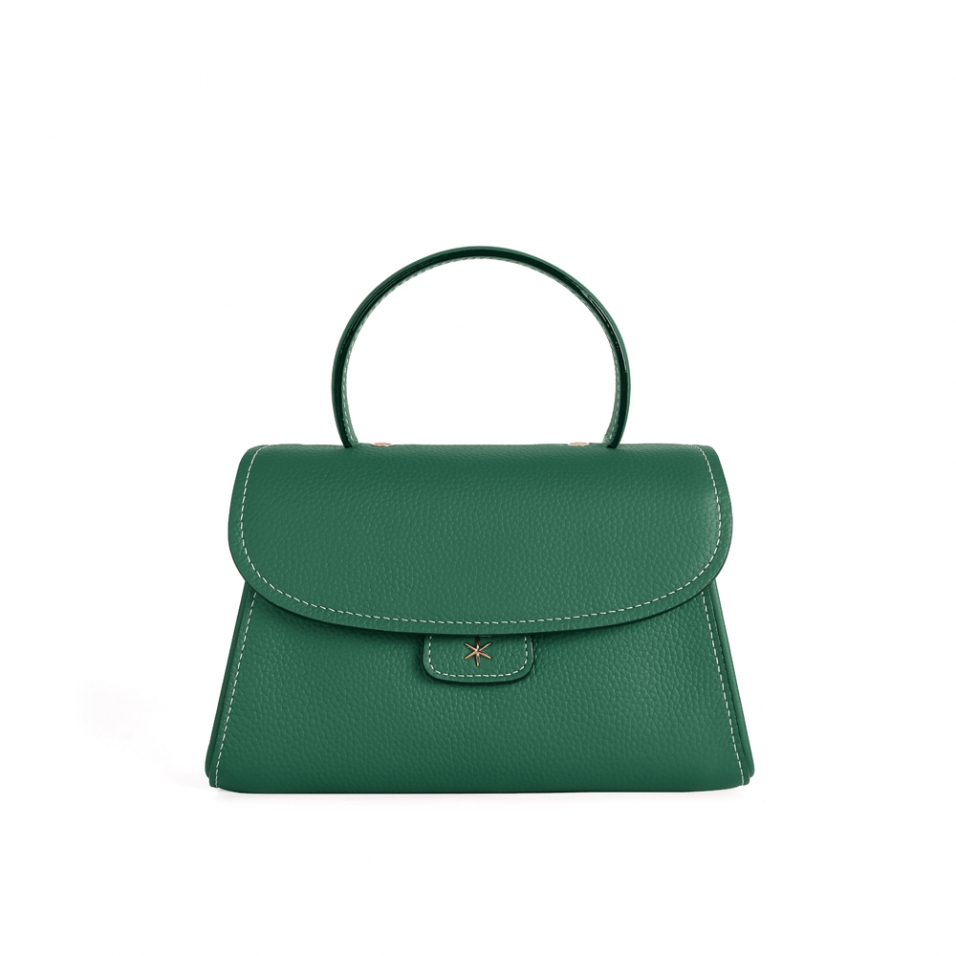 'Chantilly Bis' Sac à main Cuir Nappa Vert Pin & Or