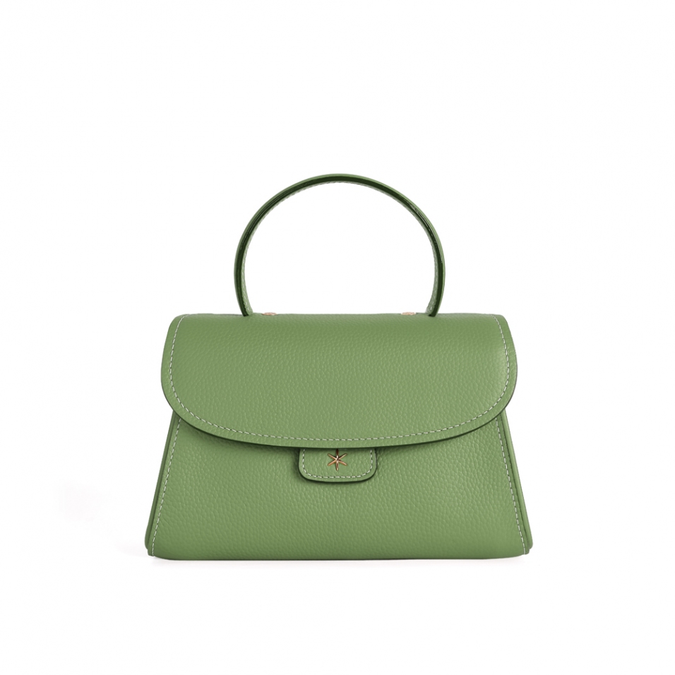 'Chantilly Bis' Sac à main Cuir Nappa Asperge & Or