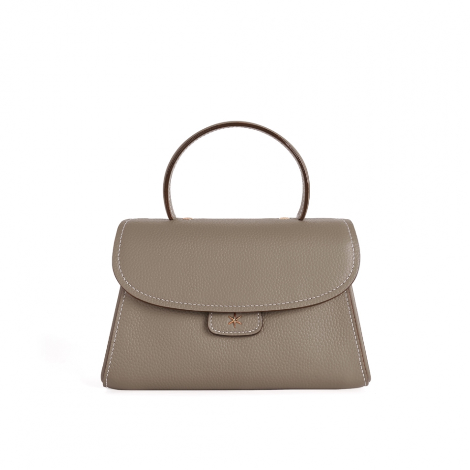 'Chantilly Bis' Sac à main Cuir Nappa Tourterelle & Or