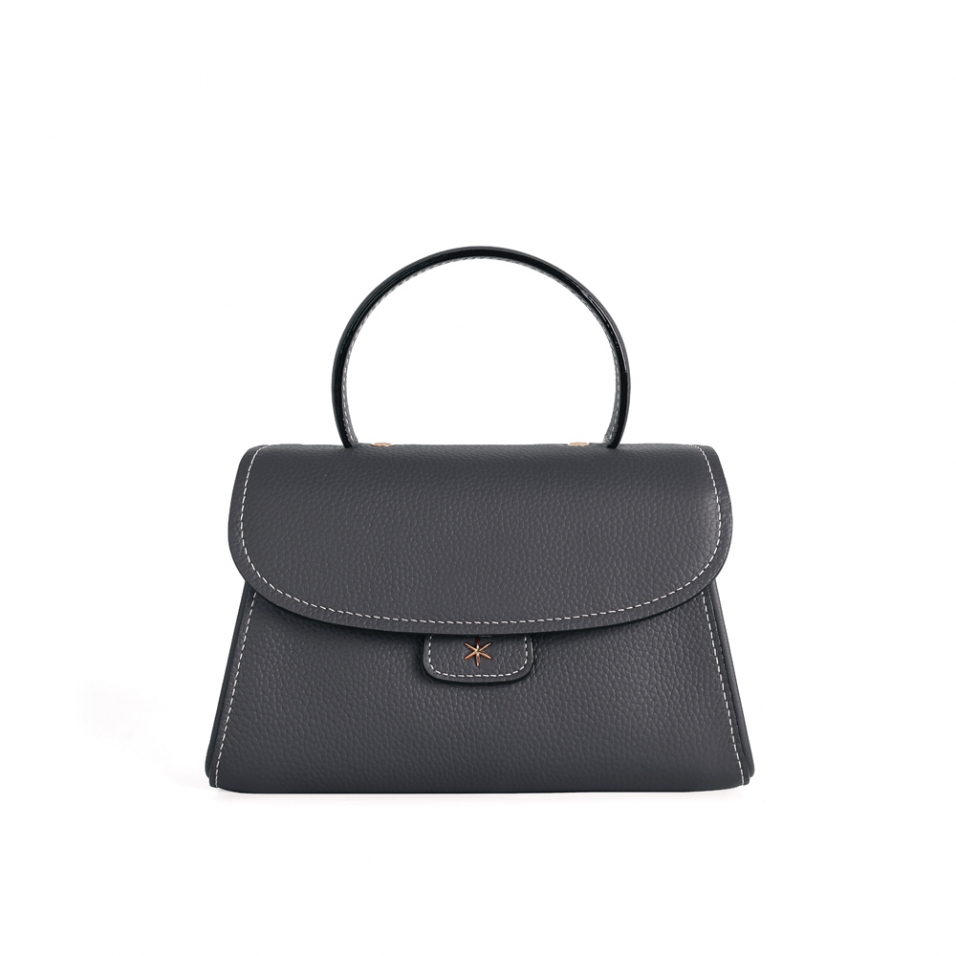 'Chantilly Bis' Sac à main Cuir Nappa Ardoise & Or