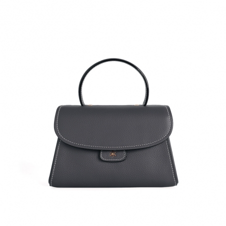 'Chantilly Bis' Sac à main Cuir Nappa Ardoise & Or