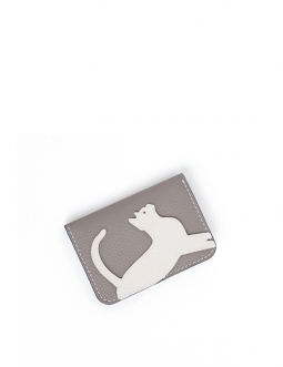 'En L'Air Carte Le Chat'  Nappa Leather Card Holder Pearl Grey