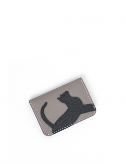 'En L'Air Carte Le Chat'  Nappa Leather Card Holder Pearl Grey