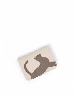 'En L'Air Carte Le Chat'  Nappa Leather Card Holder Cream