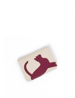 'En L'Air Carte Le Chat'  Nappa Leather Card Holder Cream