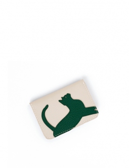 'En L'Air Carte Le Chat' Porte Carte Cuir Nappa Crème