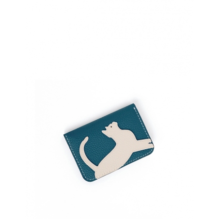 'En L'Air Carte Le Chat'  Nappa Leather Card Holder Indigo