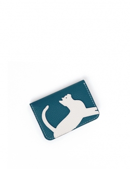 'En L'Air Carte Le Chat'  Nappa Leather Card Holder Indigo