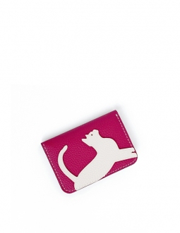 'En L'Air Carte Le Chat'  Nappa Leather Card Holder Pink