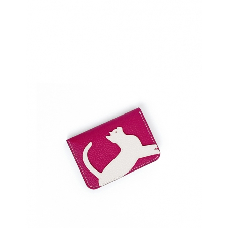 'En L'Air Carte Le Chat'  Nappa Leather Card Holder Pink