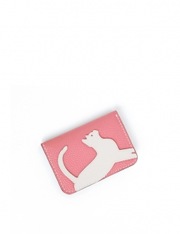 'En L'Air Carte Le Chat' Porte Carte Cuir Nappa Rose Poudré