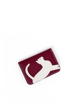 'En L'Air Carte Le Chat' Porte Carte Cuir Nappa Bordeaux