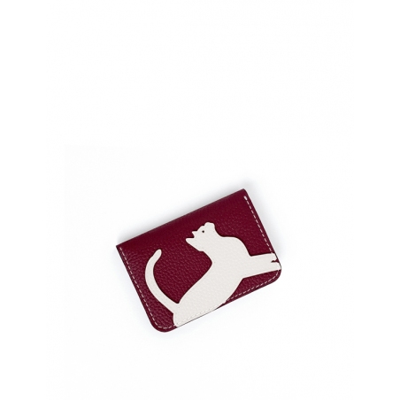 'En L'Air Carte Le Chat'  Nappa Leather Card Holder Dark Red
