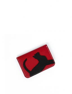 'En L'Air Carte Le Chat' Porte Carte Cuir Nappa Écrevisse