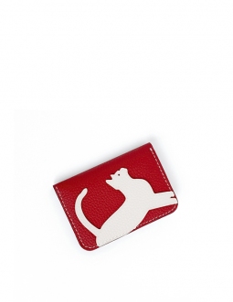'En L'Air Carte Le Chat'  Nappa Leather Card Holder Red
