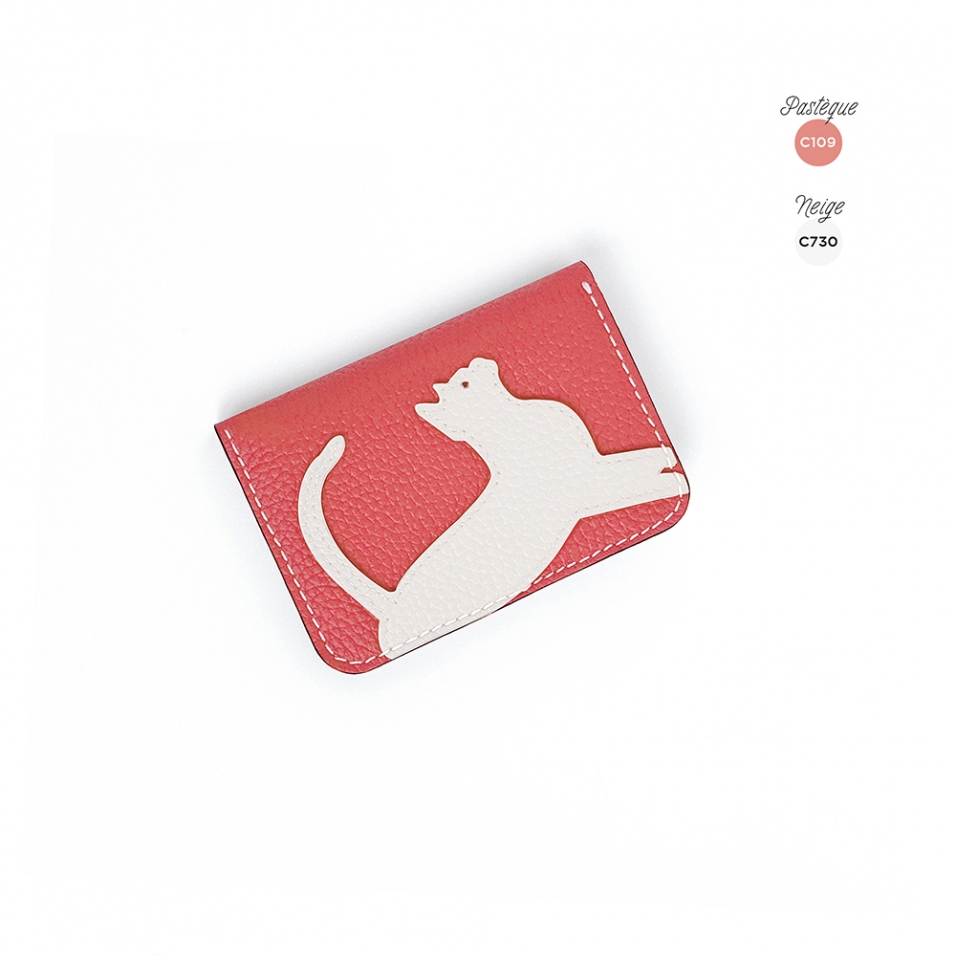 'En L'Air Carte Le Chat' Porte Carte Cuir Nappa Pastèque