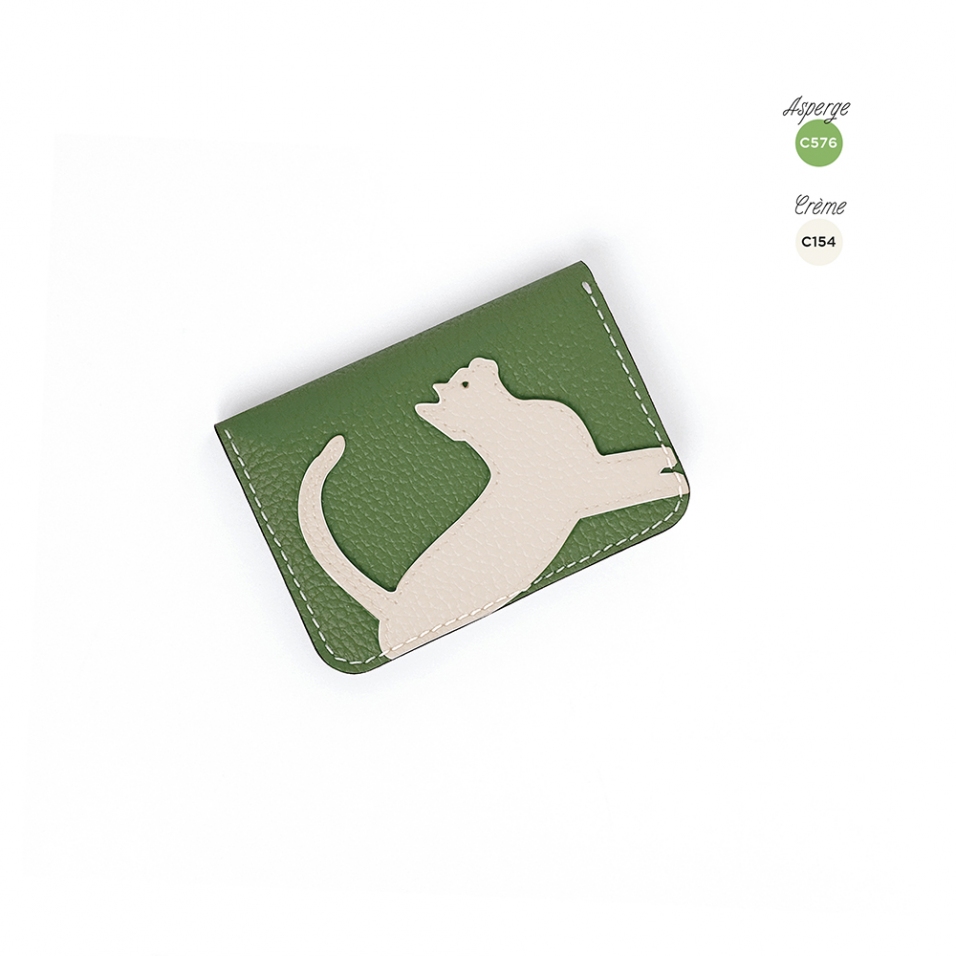 'En L'Air Carte Le Chat' Porte Carte Cuir Asperge