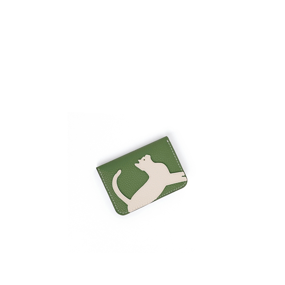 'En L'Air Carte Le Chat' Porte Carte Cuir Asperge