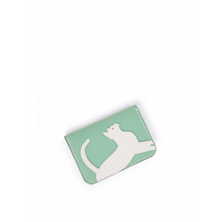 'En L'Air Carte Le Chat'  Nappa Leather Card Holder Opaline