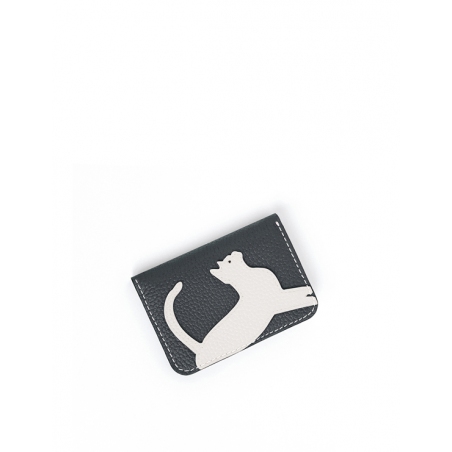 'En L'Air Carte Le Chat'  Nappa Leather Card Holder Ardoise