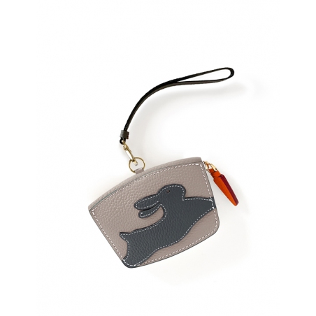 'En L'Air Monnaie Lièvre' Porte Monnaie Cuir Pearl Grey