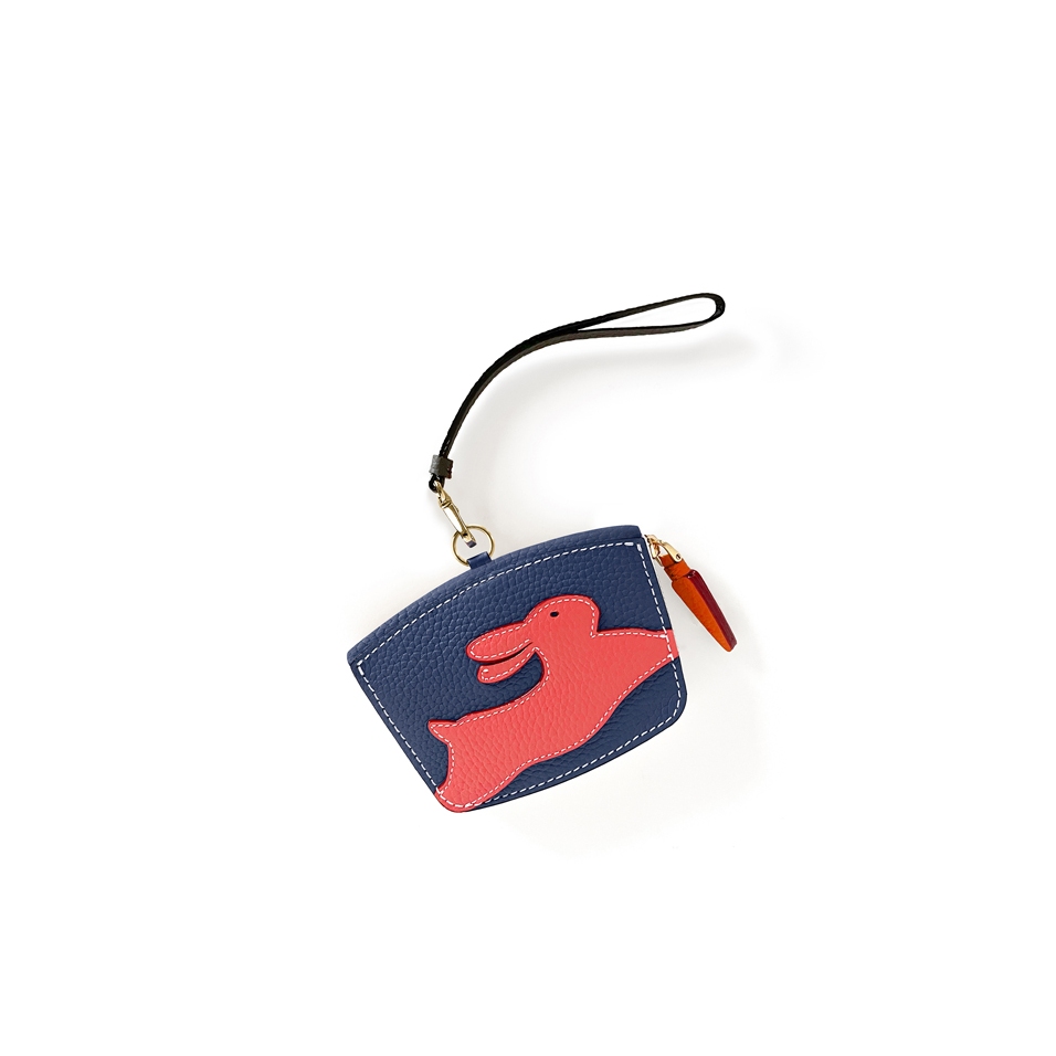 'En L'Air Monnaie Lièvre' Porte Monnaie Cuir Nappa Marine